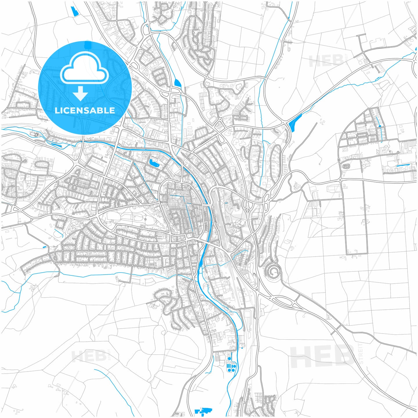 Villingen-Schwenningen, Baden-Wuerttemberg, Germany, city map with high quality roads.