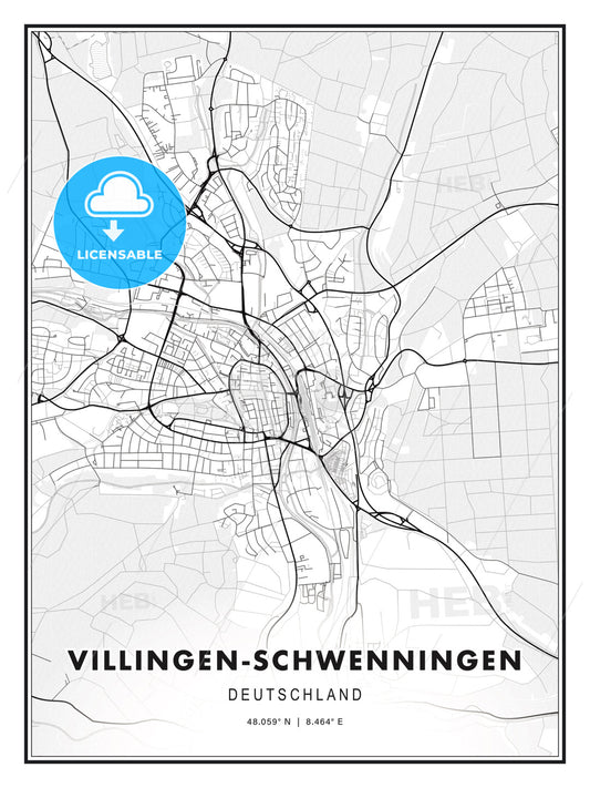 Villingen-Schwenningen, Germany, Modern Print Template in Various Formats - HEBSTREITS Sketches