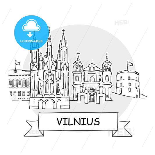 Vilnius Cityscape Vector Sign – instant download