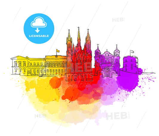 Vilnius Colorful Landmark Banner – instant download