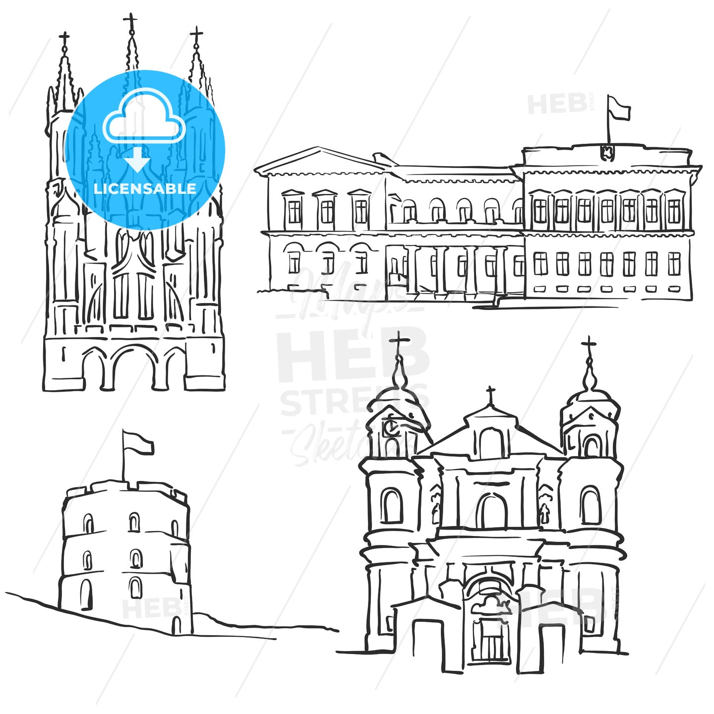 Vilnius Lithuania Famous Buildings – instant download