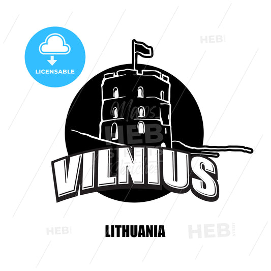 Vilnius, Lithuania, black and white logo – instant download