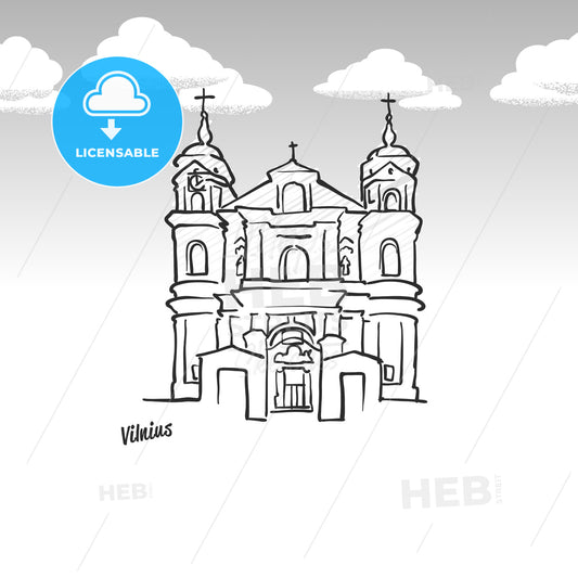 Vilnius, Lithuania famous landmark sketch – instant download