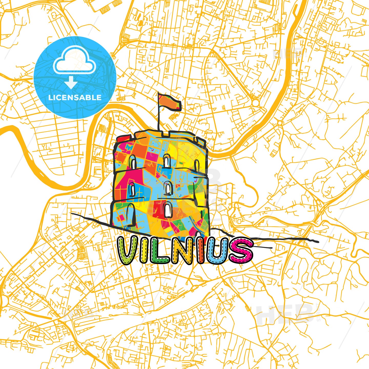 Vilnius Travel Art Map