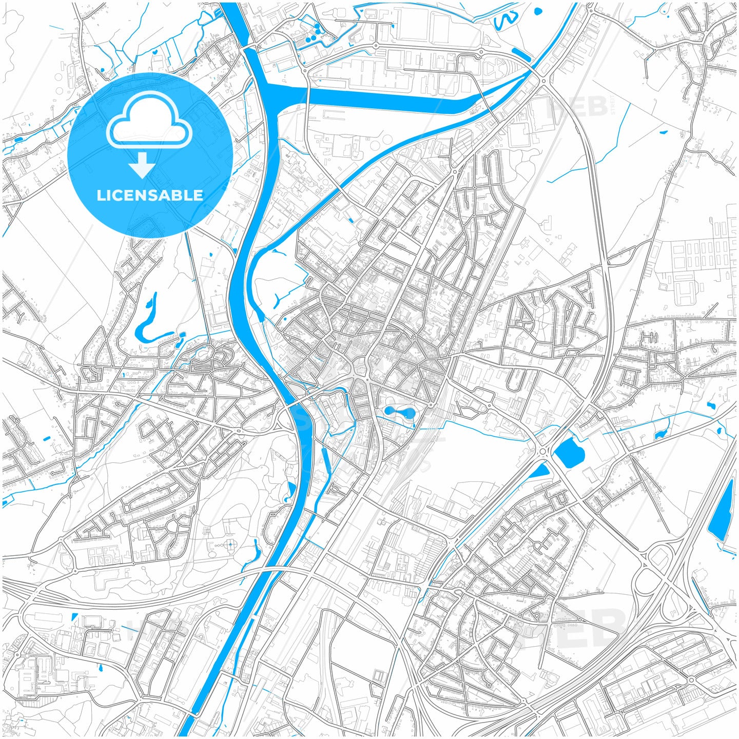 Vilvoorde, Flemish Brabant, Belgium, city map with high quality roads.