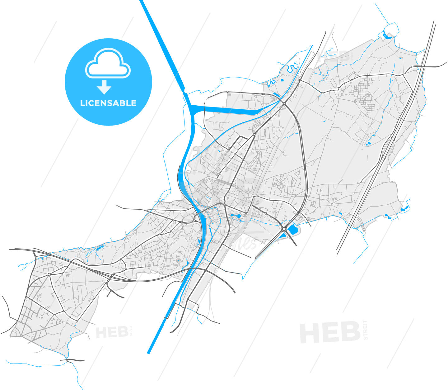 Vilvoorde, Flemish Brabant, Belgium, high quality vector map