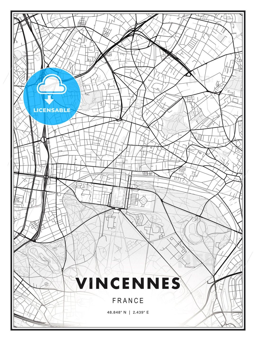 Vincennes, France, Modern Print Template in Various Formats - HEBSTREITS Sketches