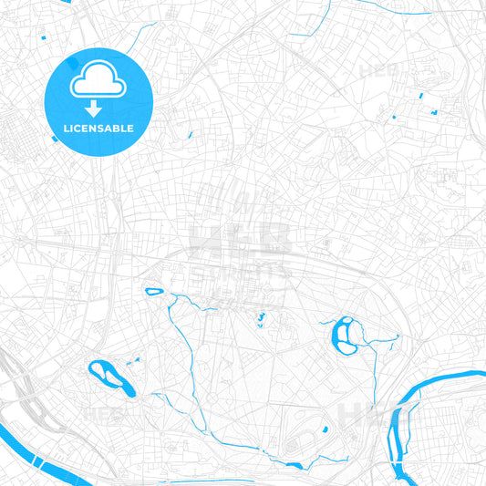 Vincennes, France PDF vector map with water in focus