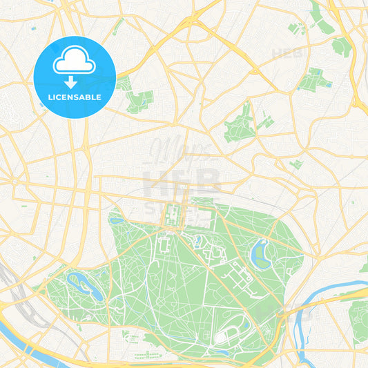 Vincennes, France Vector Map - Classic Colors