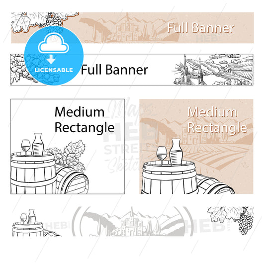 Vineyard Travel Sketch Online Banner Layout – instant download