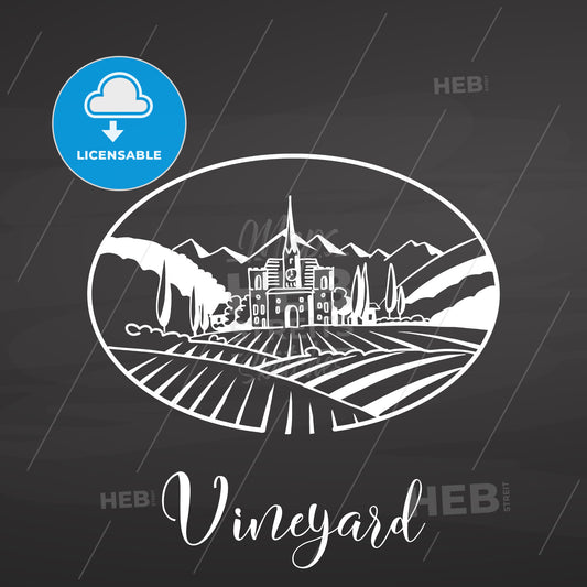 Vineyard logo and title on chalkboard – instant download