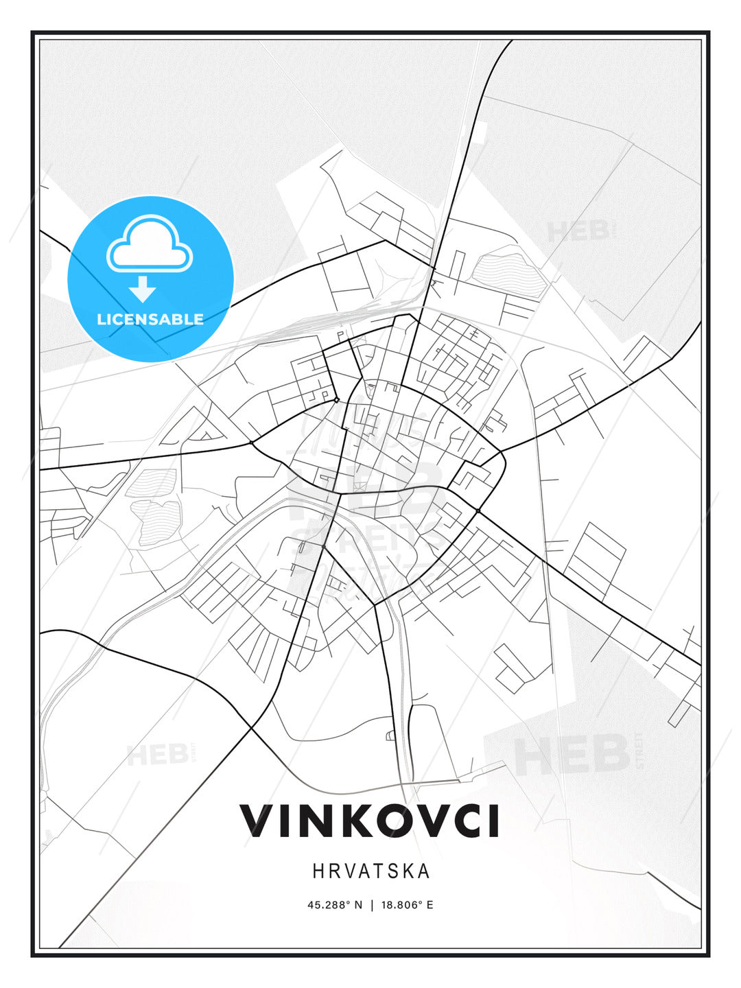 Vinkovci, Croatia, Modern Print Template in Various Formats - HEBSTREITS Sketches