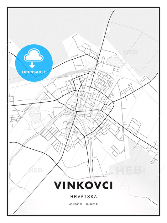 Vinkovci, Croatia, Modern Print Template in Various Formats - HEBSTREITS Sketches