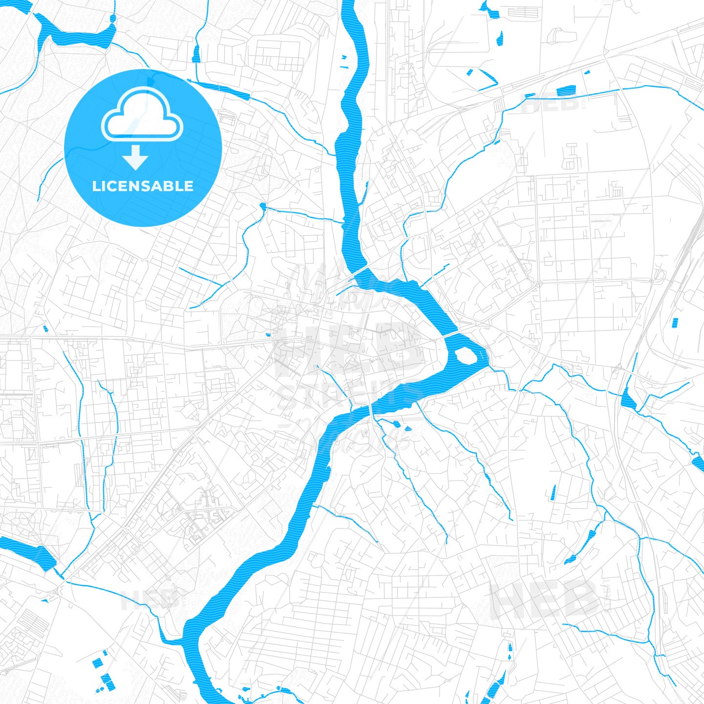 Vinnytsia, Ukraine PDF vector map with water in focus