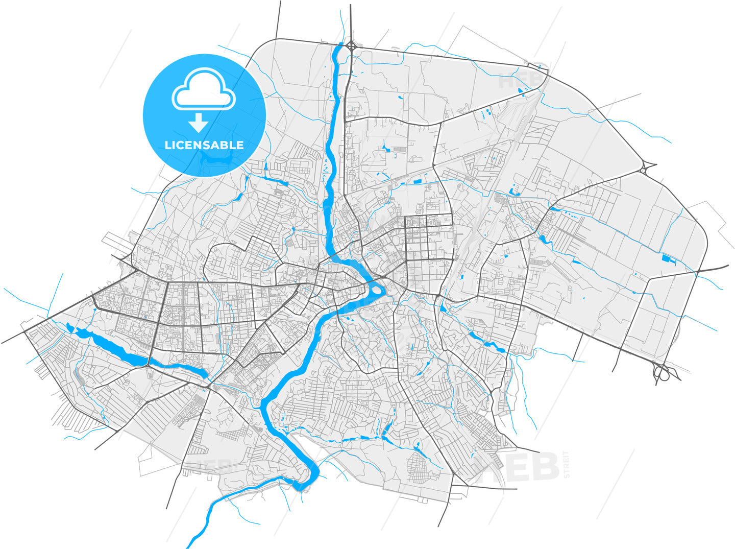 Vinnytsia, Vinnytsia Oblast, Ukraine, high quality vector map