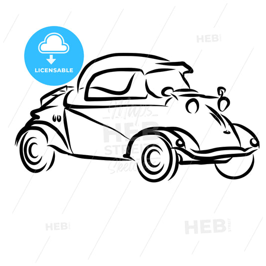 Vintage Concept Car Outline Sketch – instant download