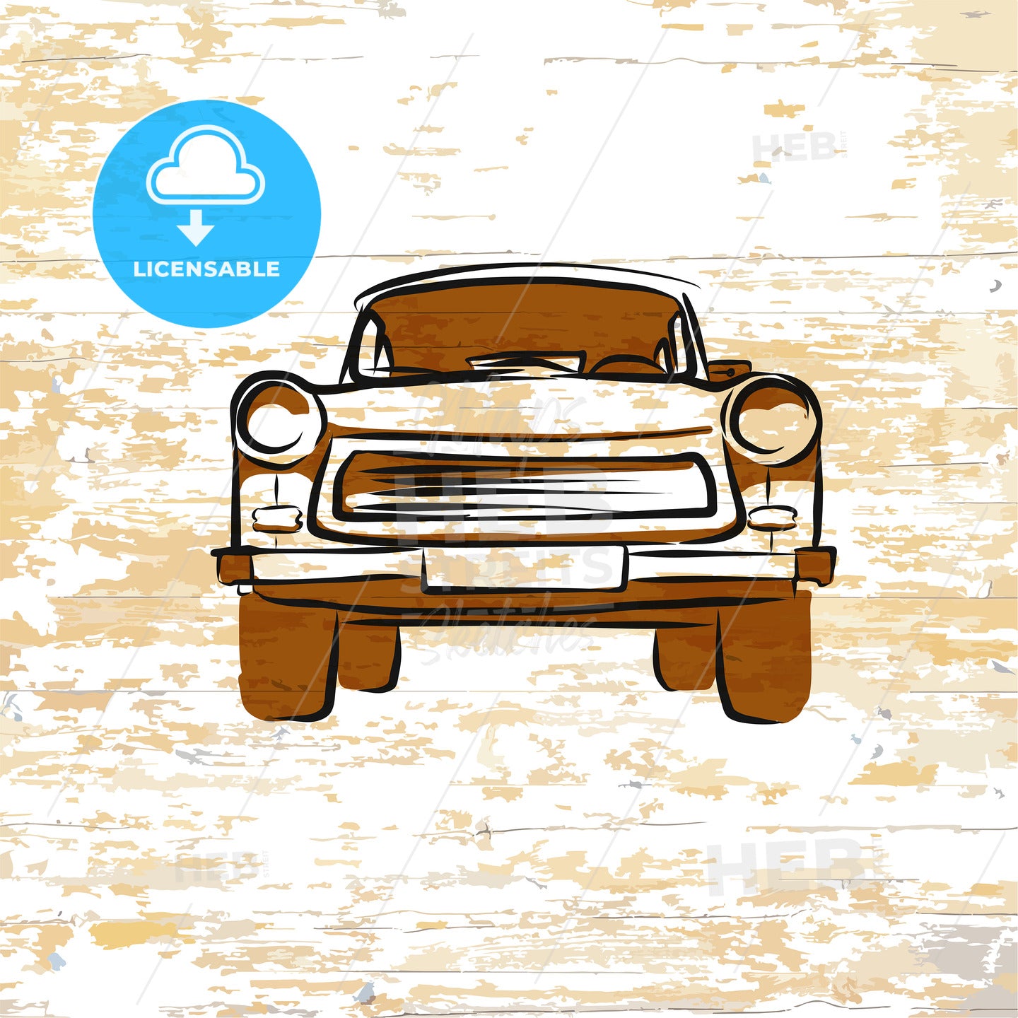 Vintage german car icon on wooden background – instant download