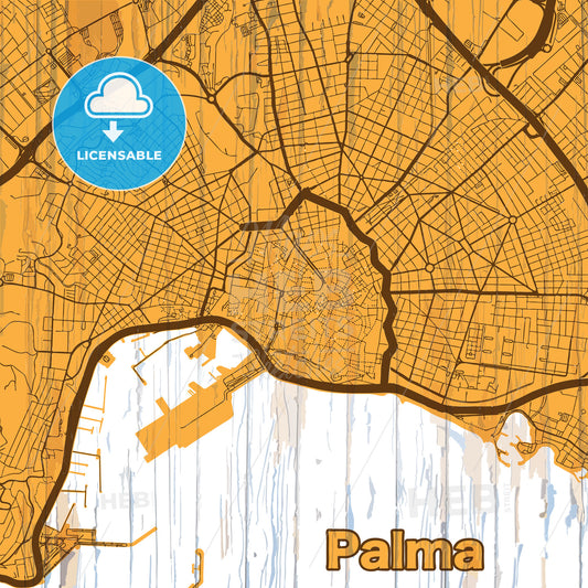 Vintage map of Palma, Spain
