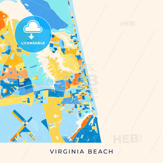 Virginia Beach colorful map poster template