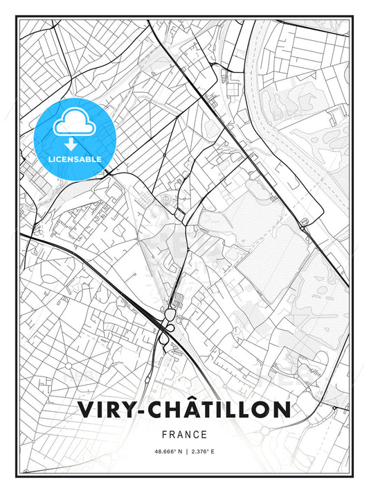 Viry-Châtillon, France, Modern Print Template in Various Formats - HEBSTREITS Sketches