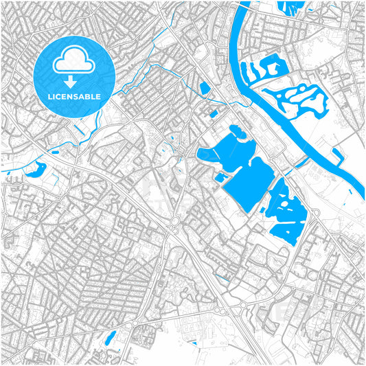 Viry-Châtillon, Essonne, France, city map with high quality roads.