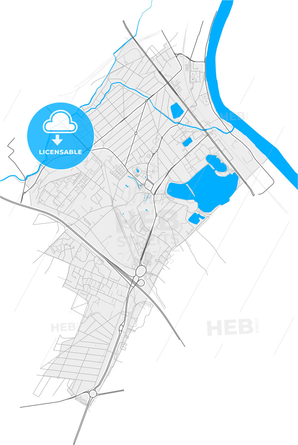 Viry-Châtillon, Essonne, France, high quality vector map