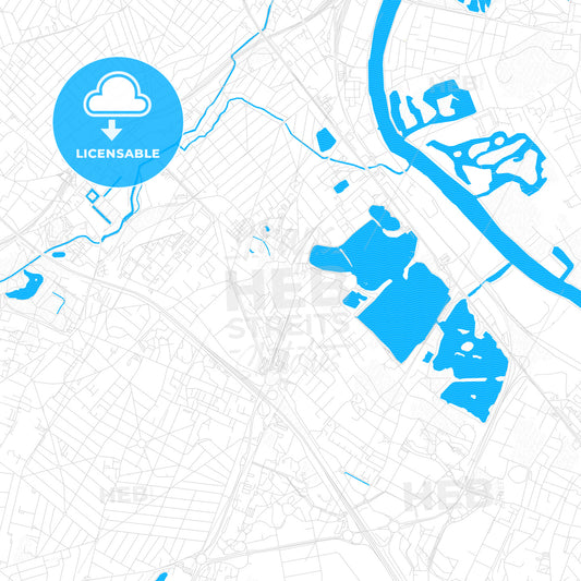 Viry-Châtillon, France PDF vector map with water in focus