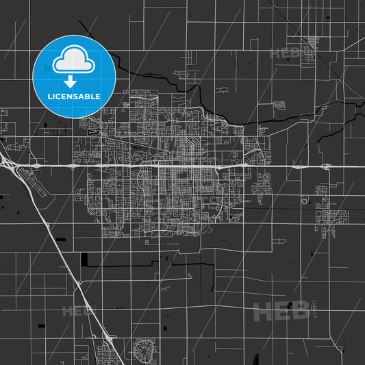 Visalia, California - Area Map - Dark