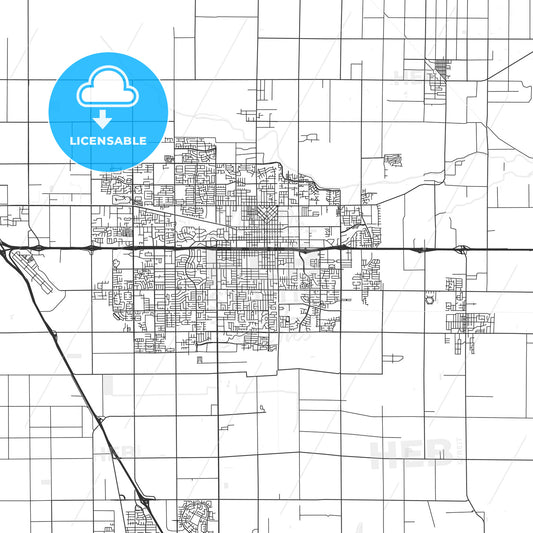 Visalia, California - Area Map - Light