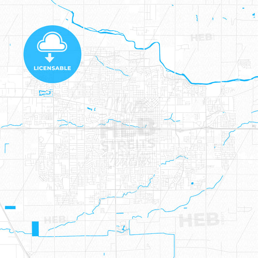 Visalia, California, United States, PDF vector map with water in focus