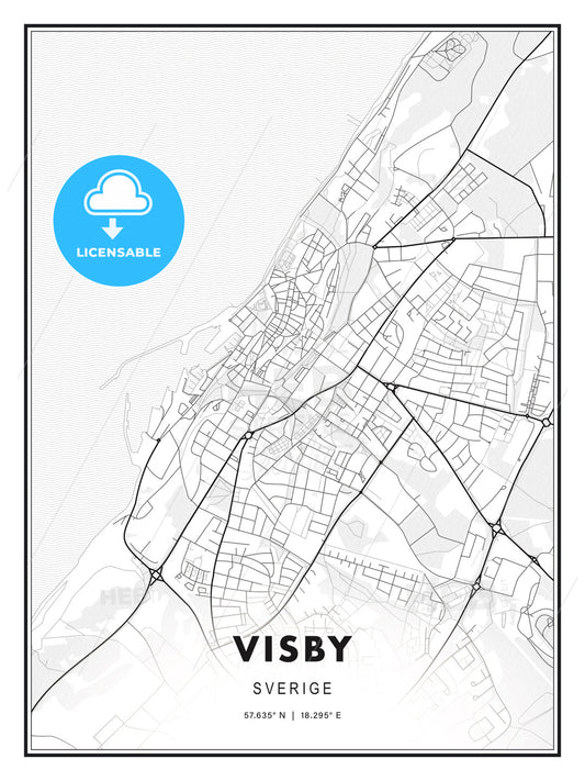 Visby, Sweden, Modern Print Template in Various Formats - HEBSTREITS Sketches