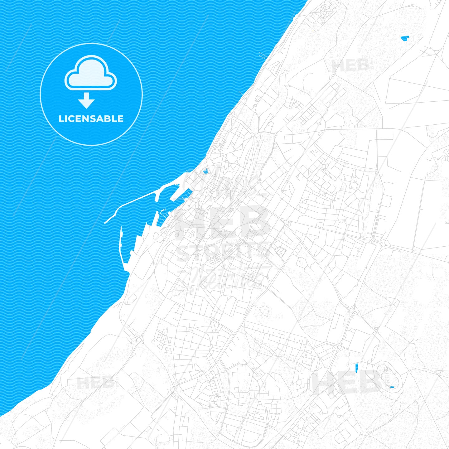 Visby, Sweden PDF vector map with water in focus