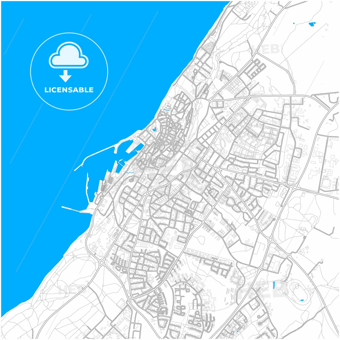 Visby, Sweden, city map with high quality roads.