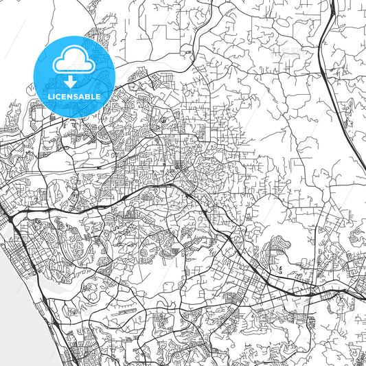 Vista, California - Area Map - Light