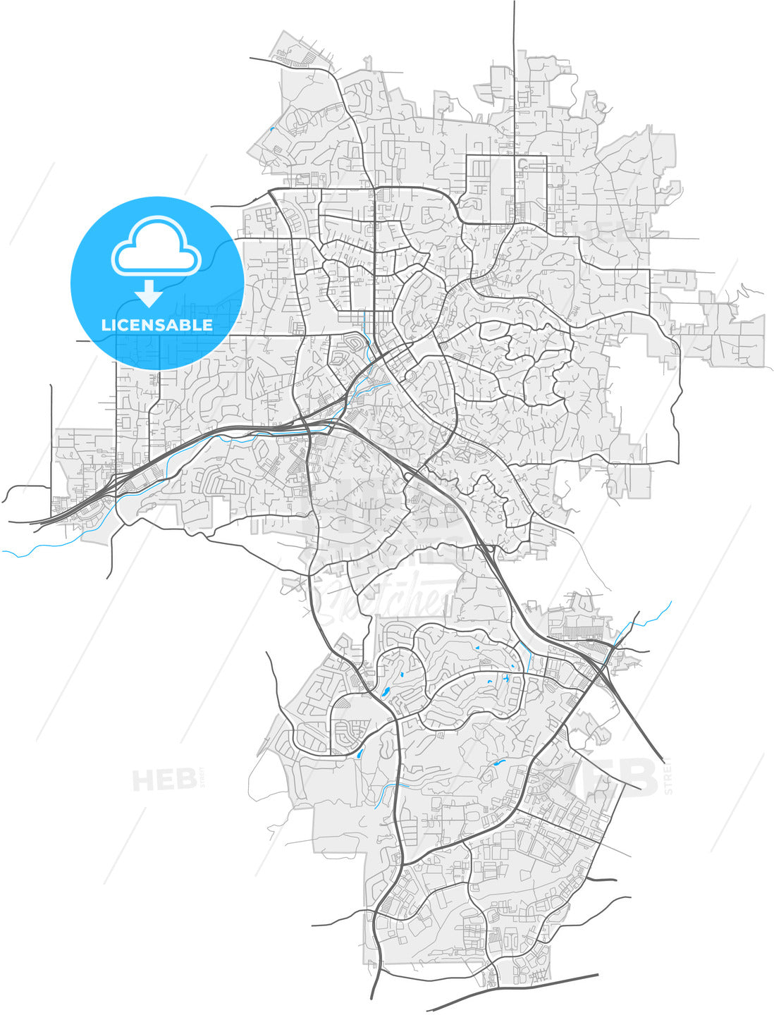 Vista, California, United States, high quality vector map