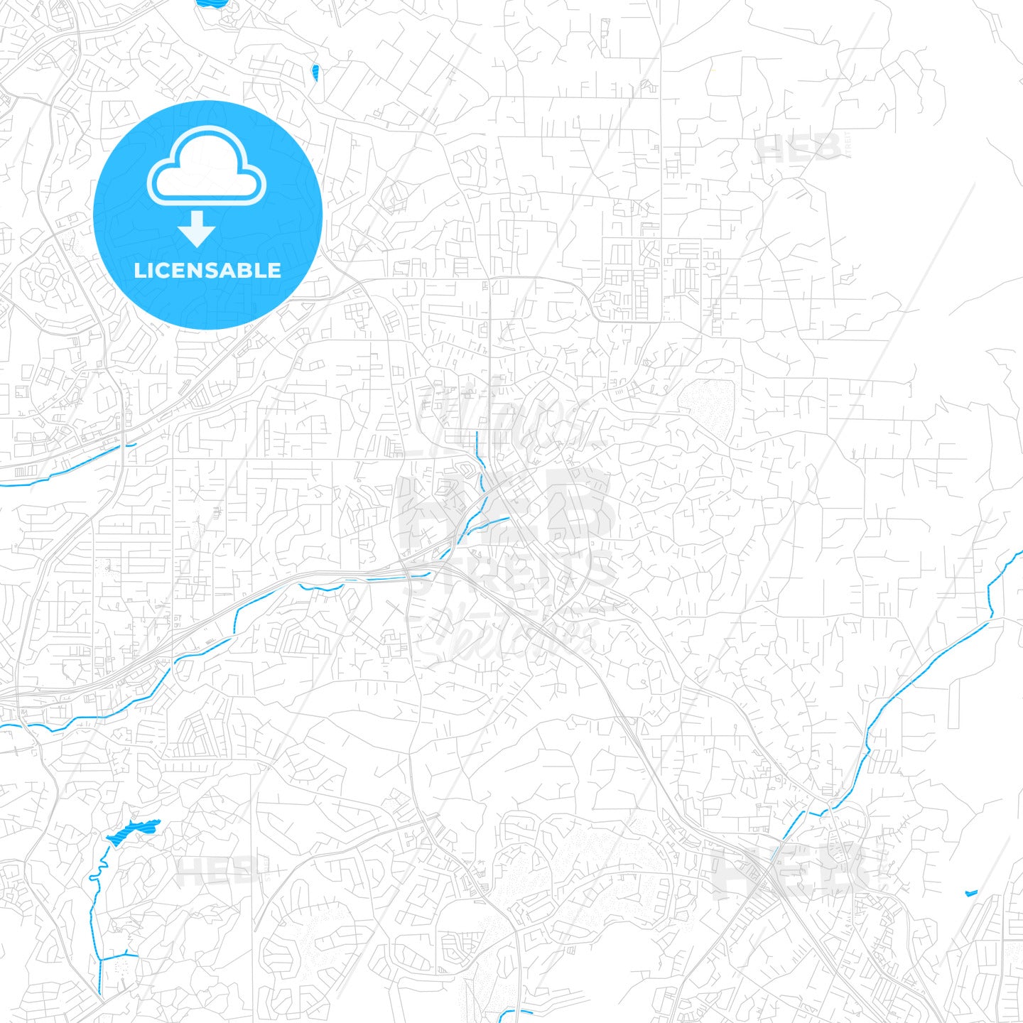 Vista, California, United States, PDF vector map with water in focus