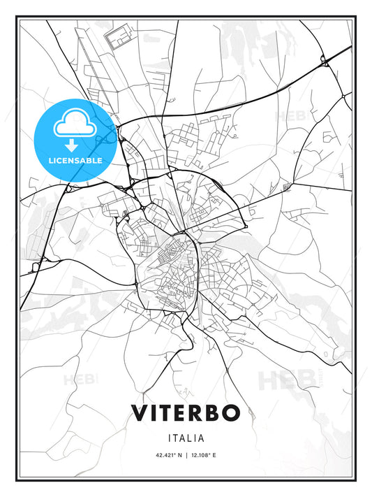 Viterbo, Italy, Modern Print Template in Various Formats - HEBSTREITS Sketches