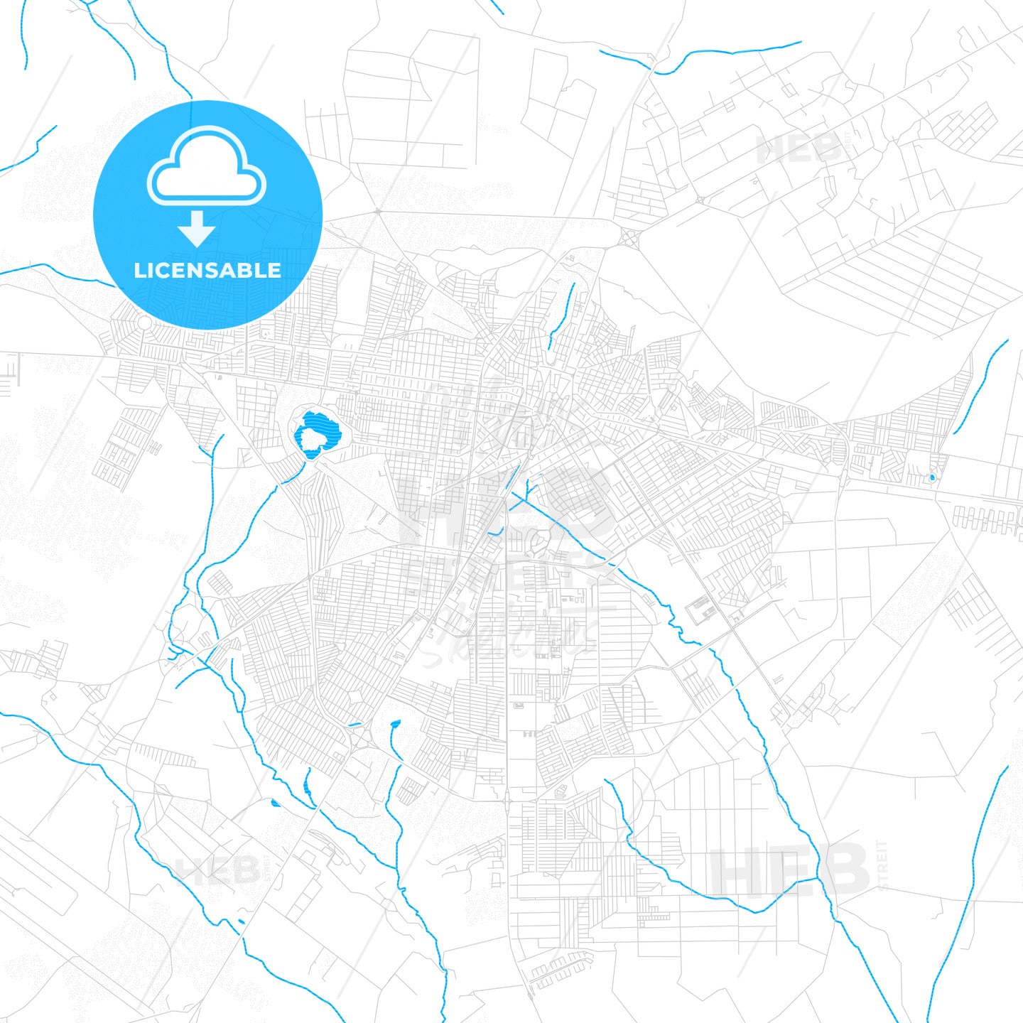 Vitoria da Conquista, Brazil PDF vector map with water in focus