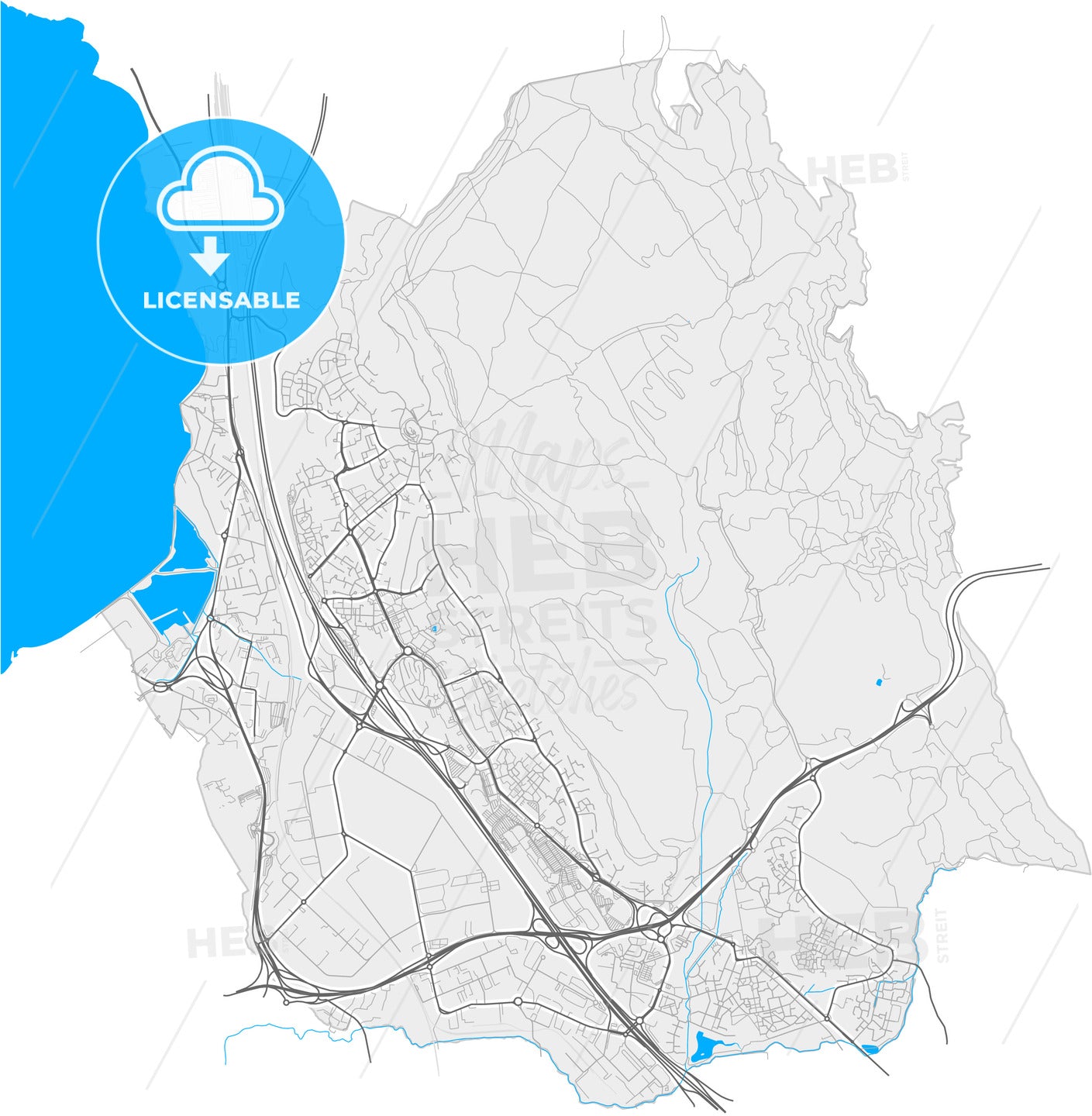 Vitrolles, Bouches-du-Rhône, France, high quality vector map