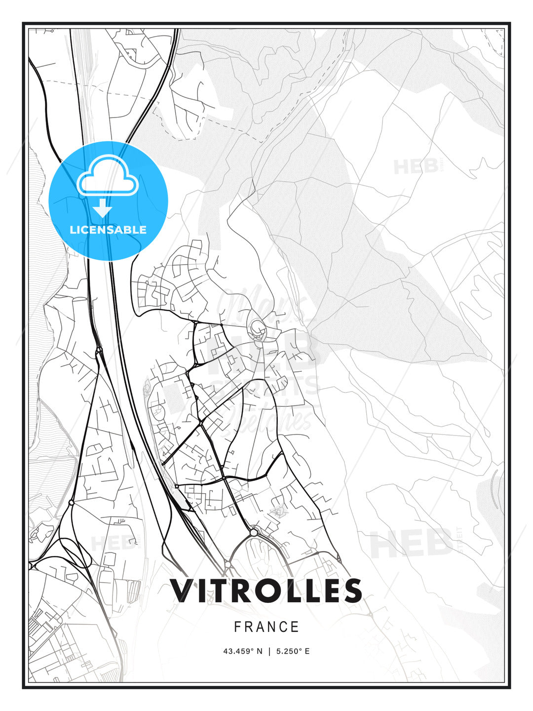 Vitrolles, France, Modern Print Template in Various Formats - HEBSTREITS Sketches