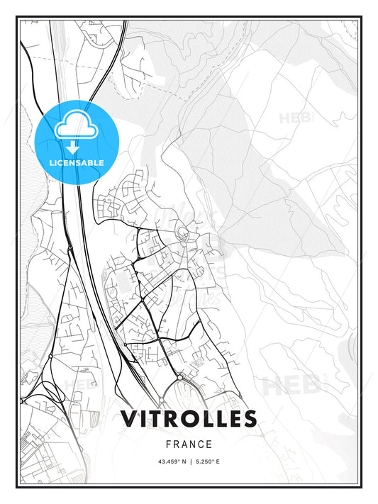 Vitrolles, France, Modern Print Template in Various Formats - HEBSTREITS Sketches