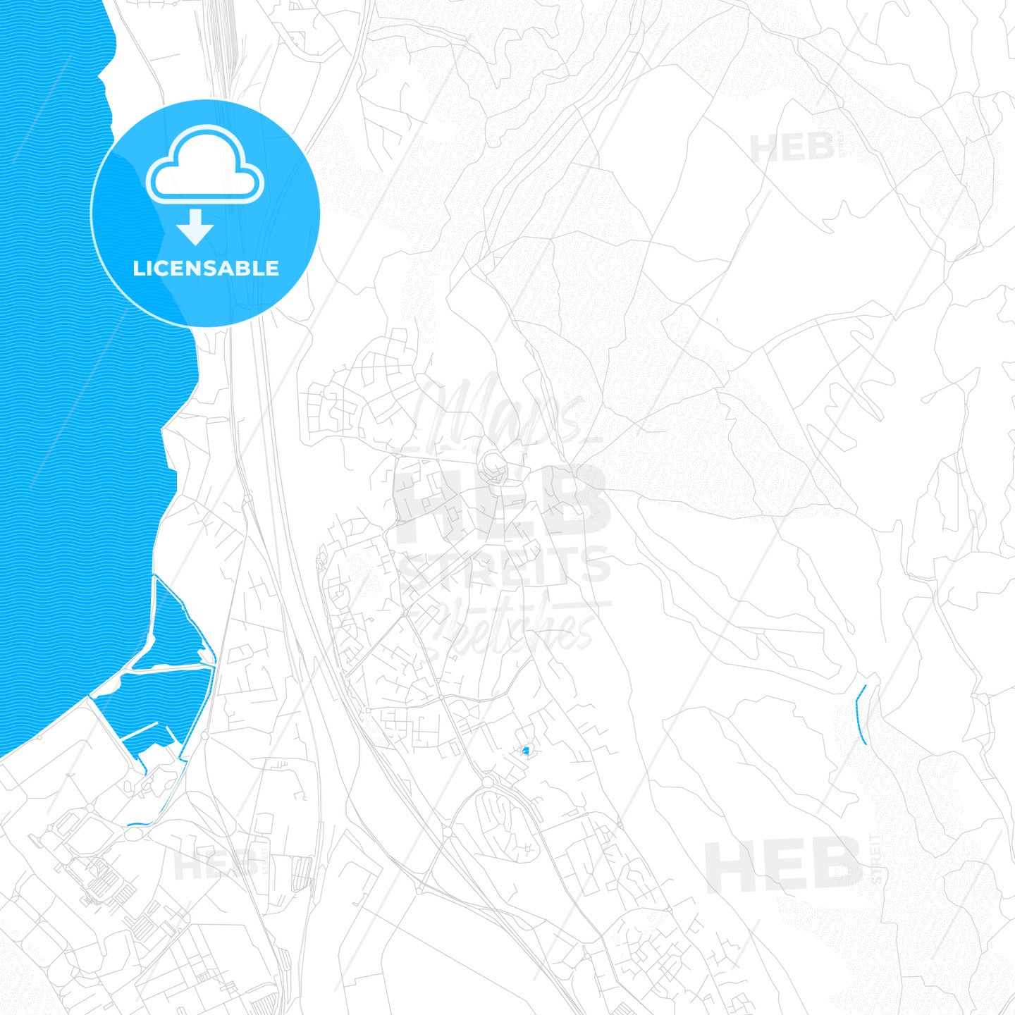 Vitrolles, France PDF vector map with water in focus