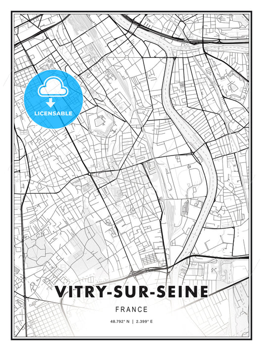 Vitry-sur-Seine, France, Modern Print Template in Various Formats - HEBSTREITS Sketches
