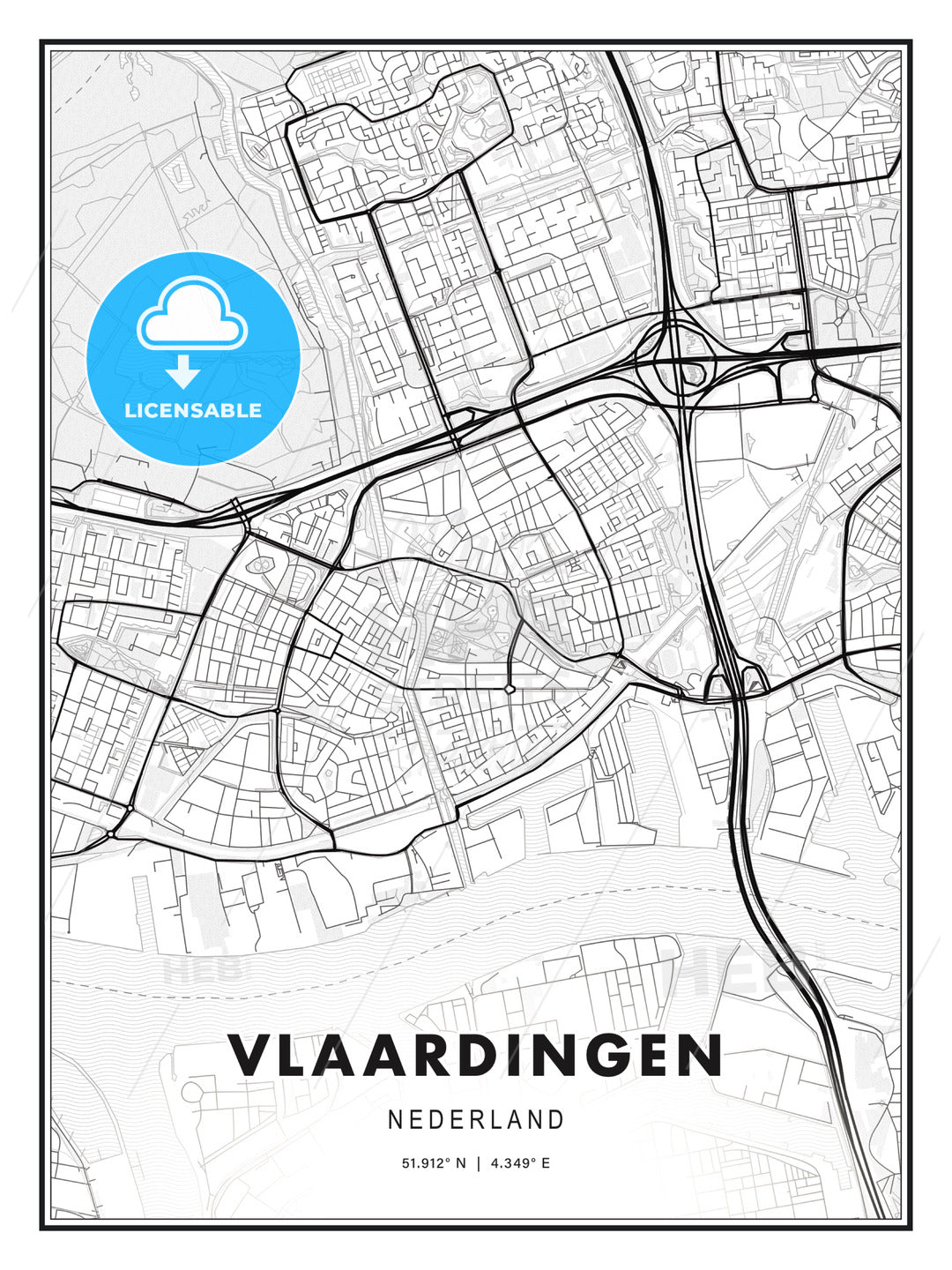 Vlaardingen, Netherlands, Modern Print Template in Various Formats - HEBSTREITS Sketches