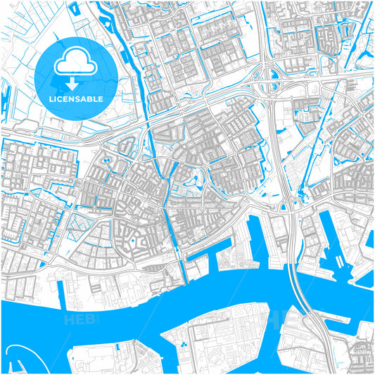 Vlaardingen, South Holland, Netherlands, city map with high quality roads.