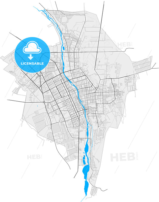 Vladikavkaz, Republic of North Ossetia-Alania, Russia, high quality vector map