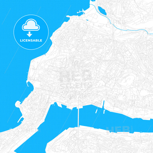 Vladivostok, Russia PDF vector map with water in focus