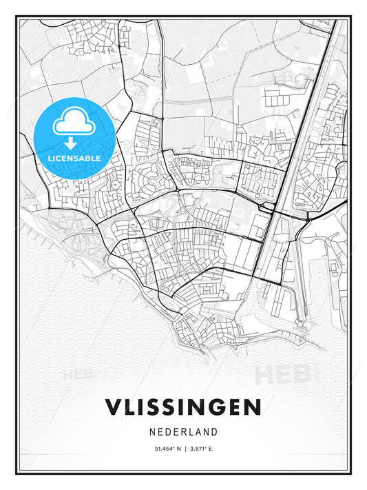 Vlissingen, Netherlands, Modern Print Template in Various Formats - HEBSTREITS Sketches