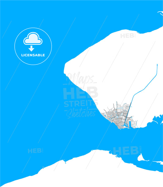 Vlissingen, Zeeland, Netherlands, high quality vector map