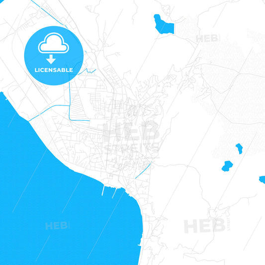 Vlorë, Albania PDF vector map with water in focus